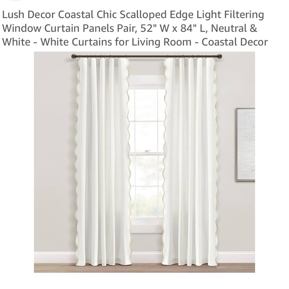 Coastal Chic Scallop Neutral/White pair  Panels new